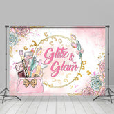 Aperturee - Glitz Glam Pink Floral Make Up Backdrop For Girl